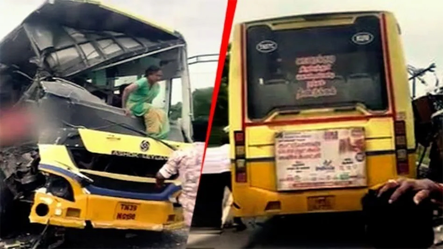 तमिलनाडुमा दुईवटा बस ठोक्किँदा ११ जनाको मृत्यु