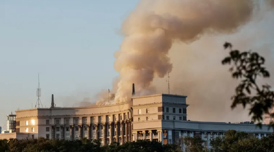 युक्रेनको प्रधानमन्त्री कार्यालय रहेको भवनमा रुसको ड्रोन आक्रमण